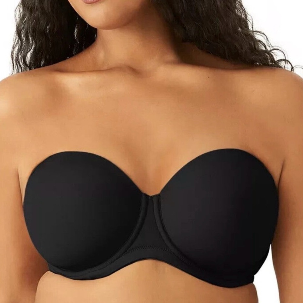WACOAL Red Carpet Full‎ Figure Underwire Strapless Bra 854119 Black Sz 36H